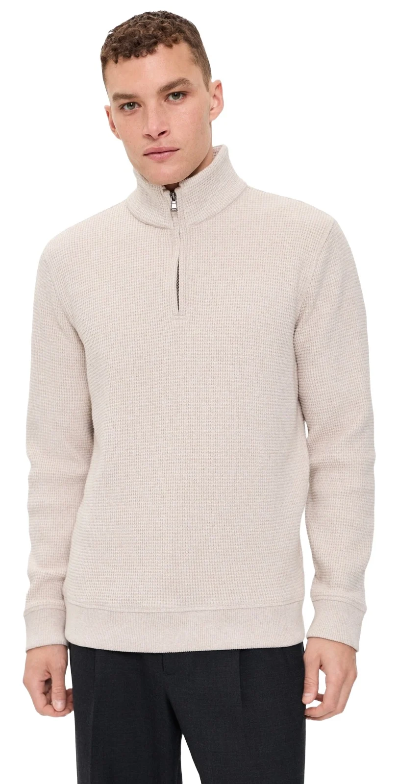 Vince Brushed Waffle Quarter Zip