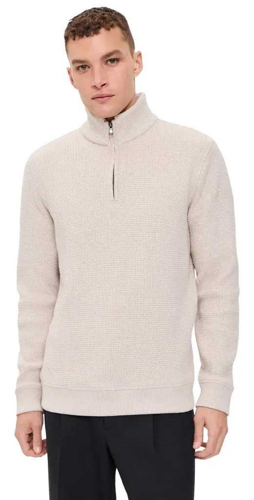 Vince Brushed Waffle Quarter Zip