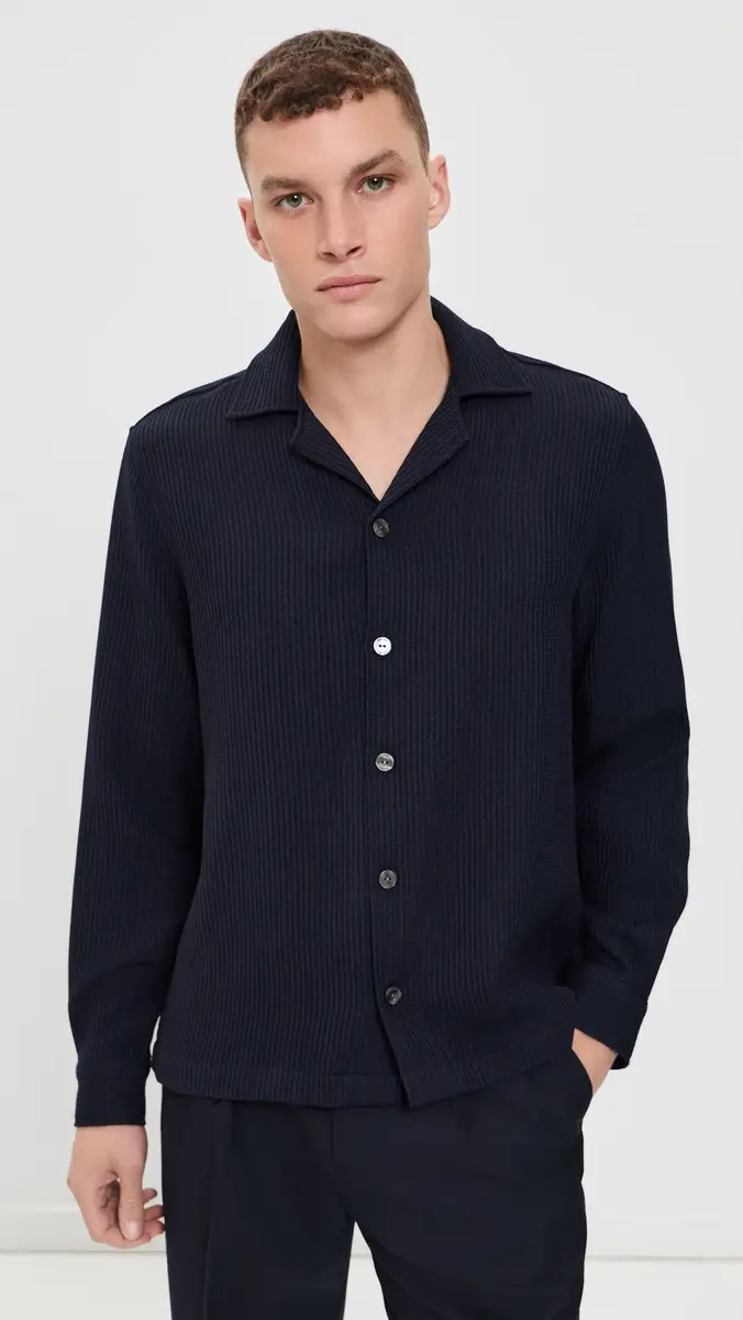 Frescobol Carioca Safra Wool Knitted Camp Collar Shirt | Thumbnail 2 Frescobol Carioca Safra Wool Knitted Camp Collar Shirt | Thumbnail 2