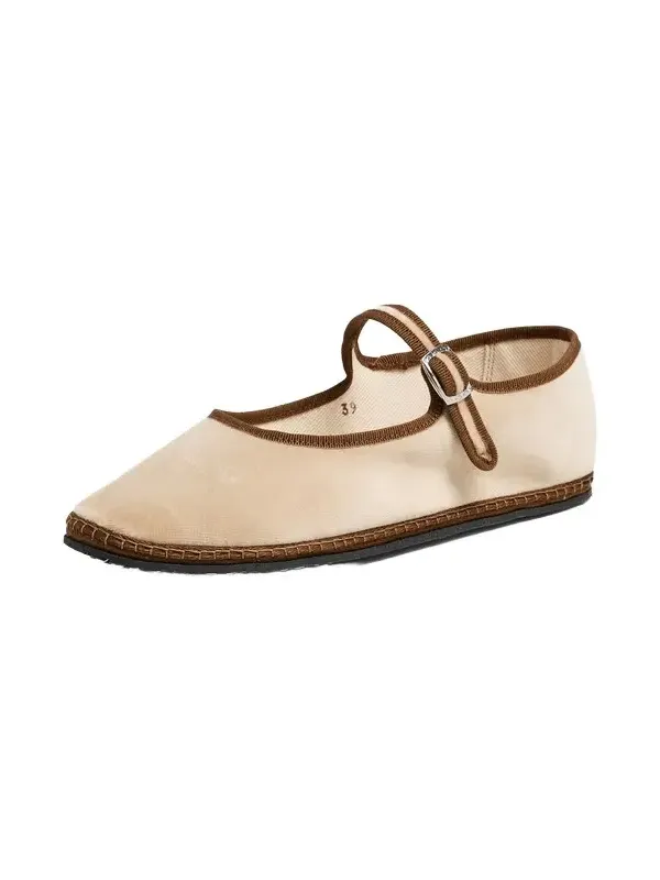 Velvet Mary Jane Flats