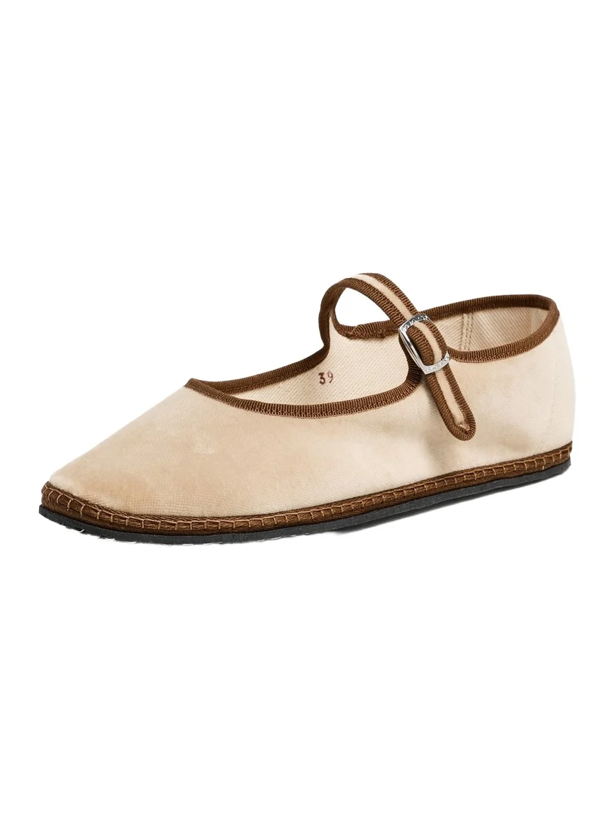 Velvet Mary Jane Flats