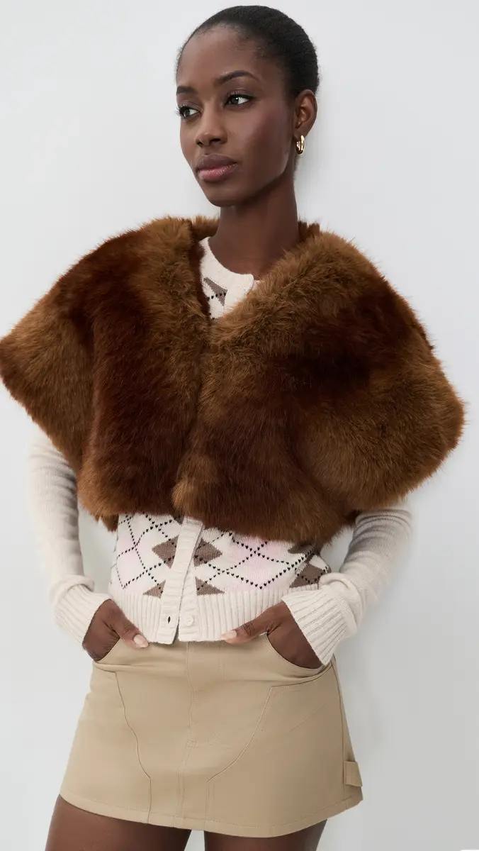 Apparis Devin Faux Mink Shrug | Thumbnail 2