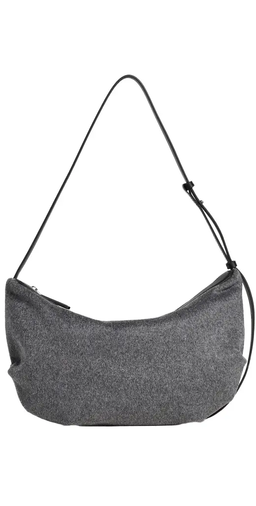 Vee Collective Essence Wool Banana Charcoal Shoulder Bag