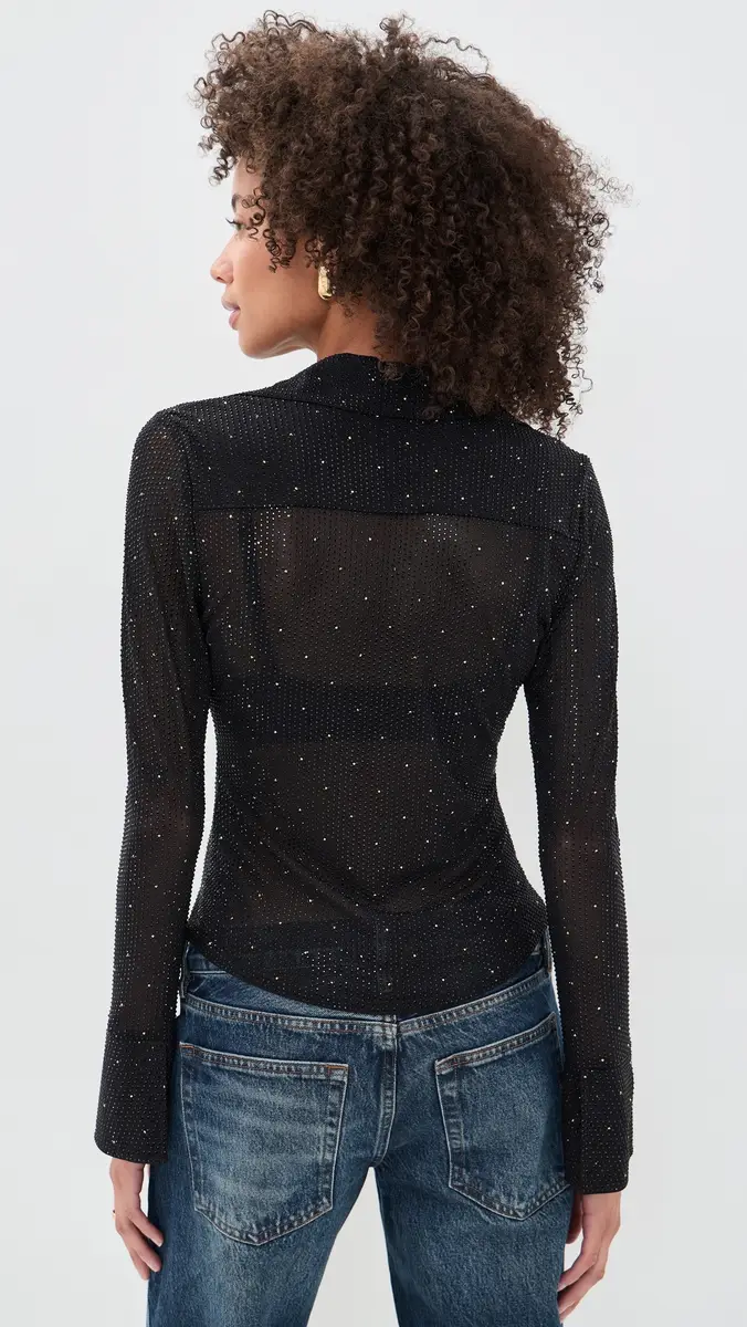 Alice + Olivia Freya Embellished Button Down Top | Thumbnail 3