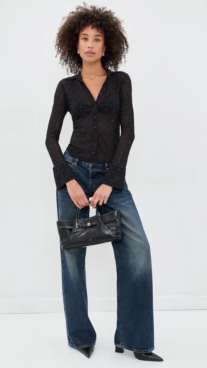 Alice + Olivia Freya Embellished Button Down Top | Thumbnail 5