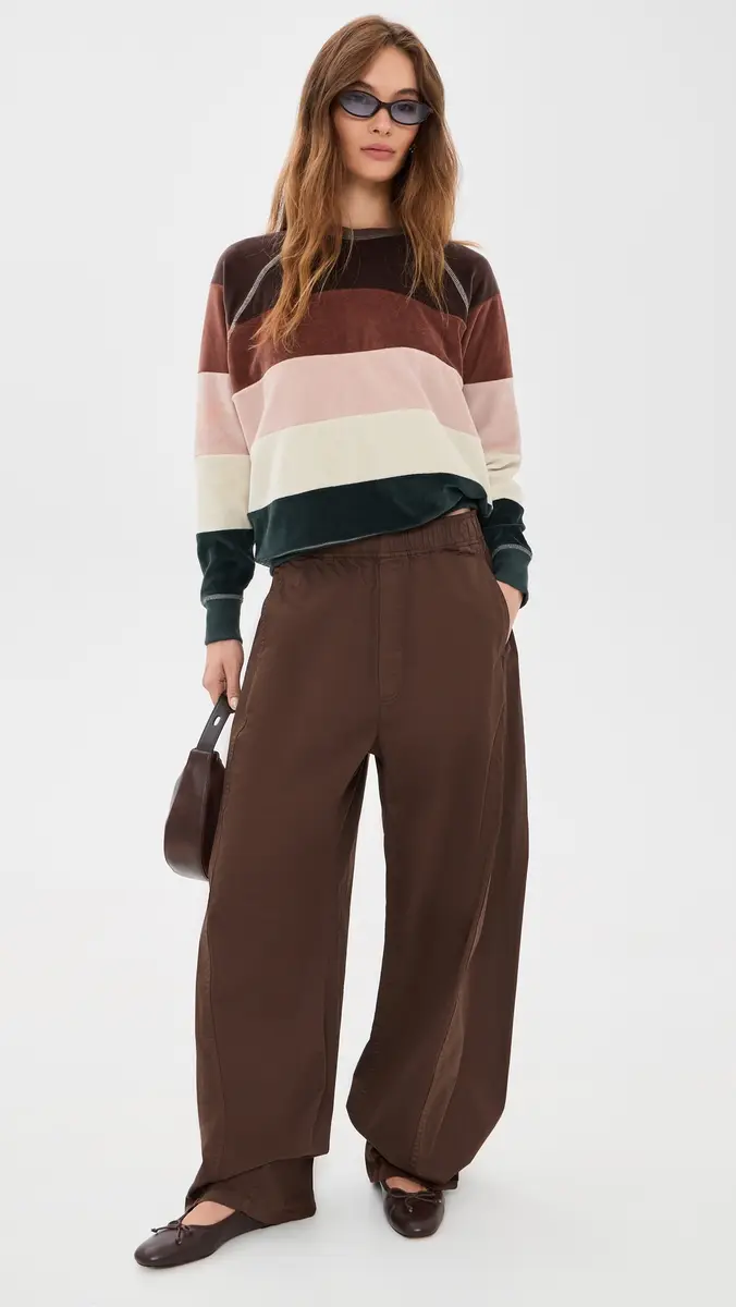 The Great. THE GREAT. The Pieced Stripe Velour College Sweatshirt | Thumbnail 5 The Great. THE GREAT. The Pieced Stripe Velour College Sweatshirt | Thumbnail 5