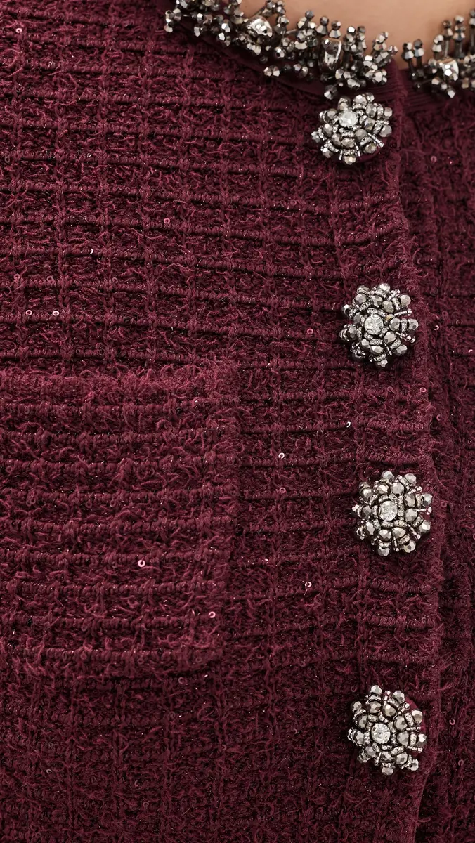 Self-Portrait Burgundy Textured Knit Embellished Mini | Thumbnail 6