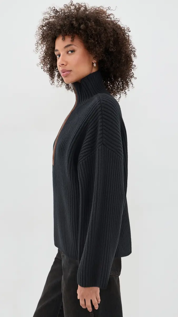 rag & bone Sigrid Faux Suede Half Zip Sweater | Thumbnail 4