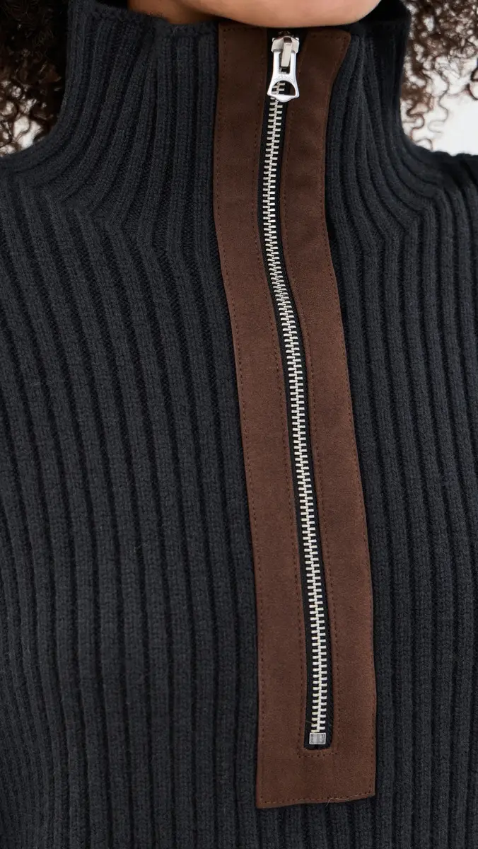 rag & bone Sigrid Faux Suede Half Zip Sweater | Thumbnail 6