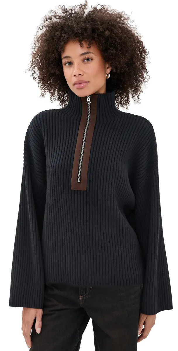 Sigrid Faux Suede Half Zip Sweater Sigrid Faux Suede Half Zip Sweater
