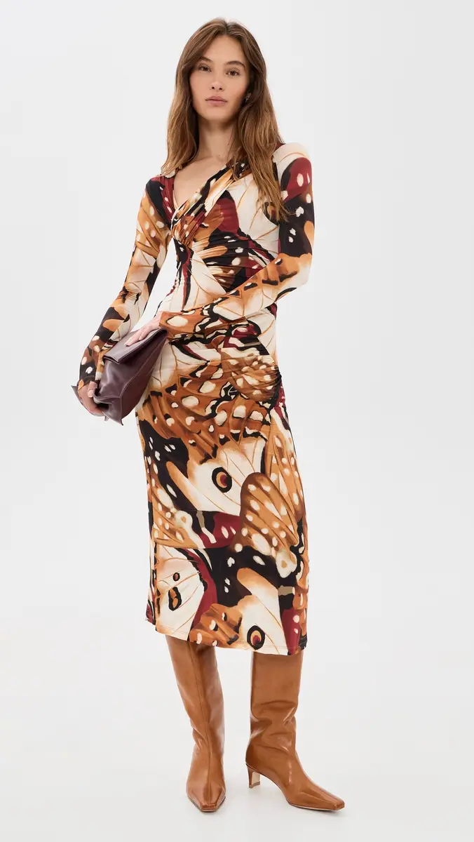 Farm Rio Borbofly Multicolor Long Sleeve Dress | Thumbnail 5