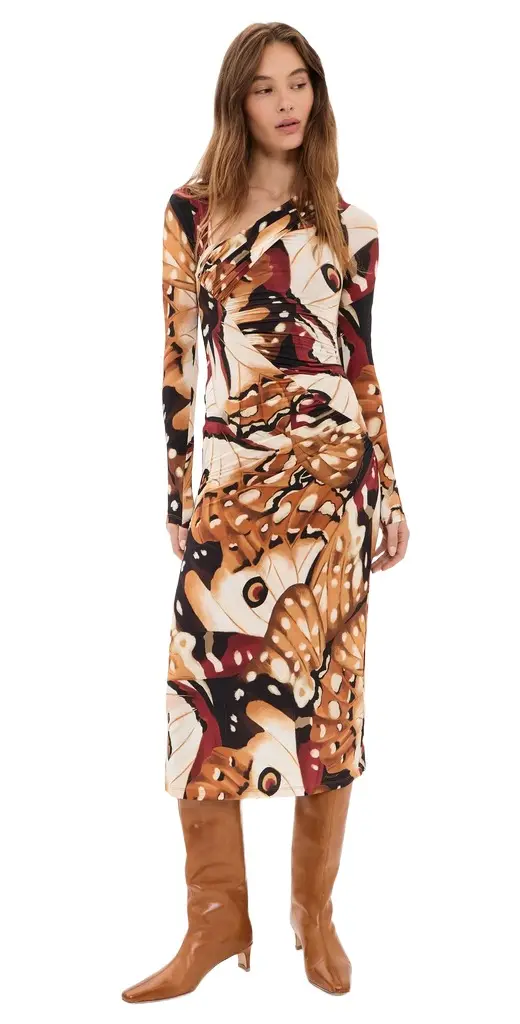 Farm Rio Borbofly Multicolor Long Sleeve Dress