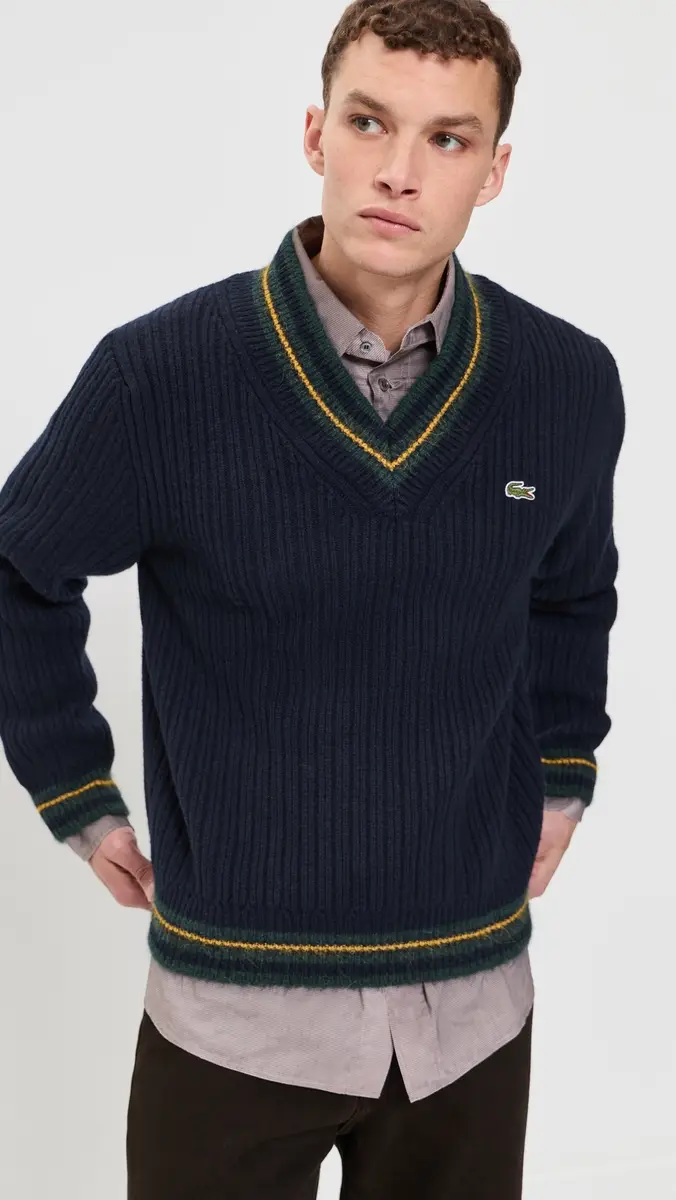 Lacoste V Neck Wool Sweater | Thumbnail 2