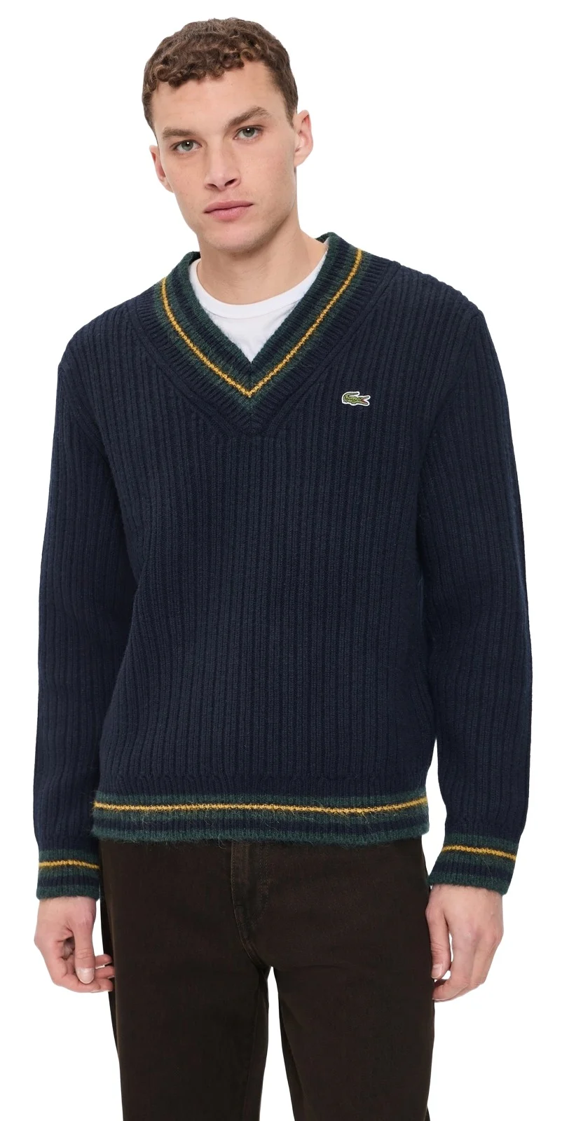 Lacoste V Neck Wool Sweater