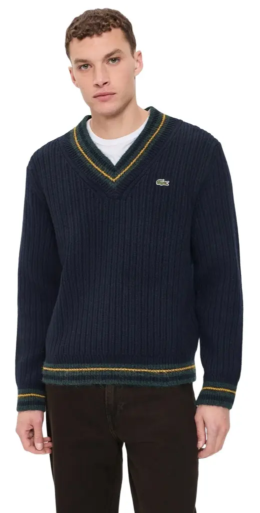 Lacoste V Neck Wool Sweater