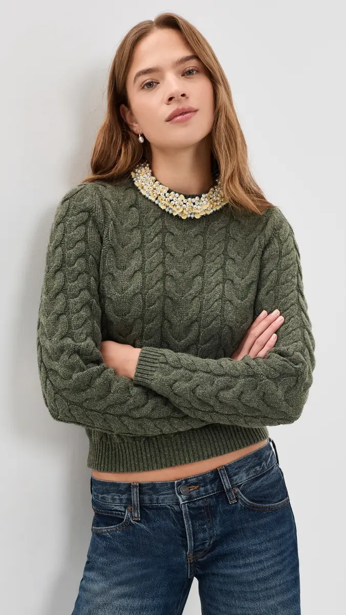 Ulla Johnson Marlie Cropped Knit Pullover with Embellishments | Thumbnail 2 Ulla Johnson Marlie Cropped Knit Pullover with Embellishments | Thumbnail 2