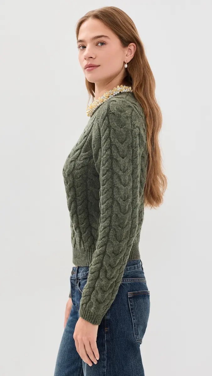 Ulla Johnson Marlie Cropped Knit Pullover with Embellishments | Thumbnail 4 Ulla Johnson Marlie Cropped Knit Pullover with Embellishments | Thumbnail 4