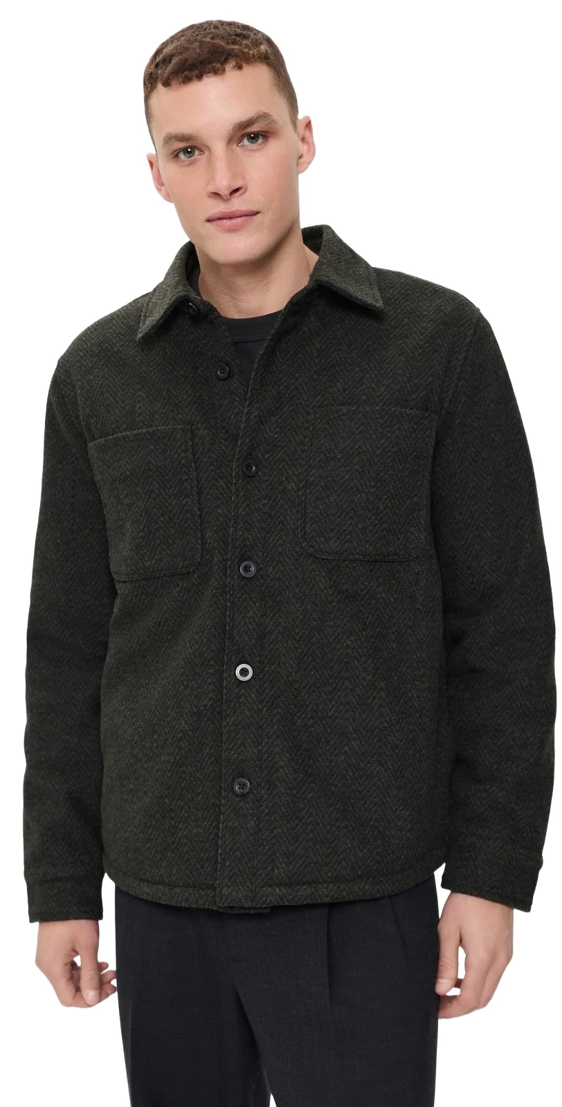 Vince Herringbone Sherpa Lined Shirt Jacket