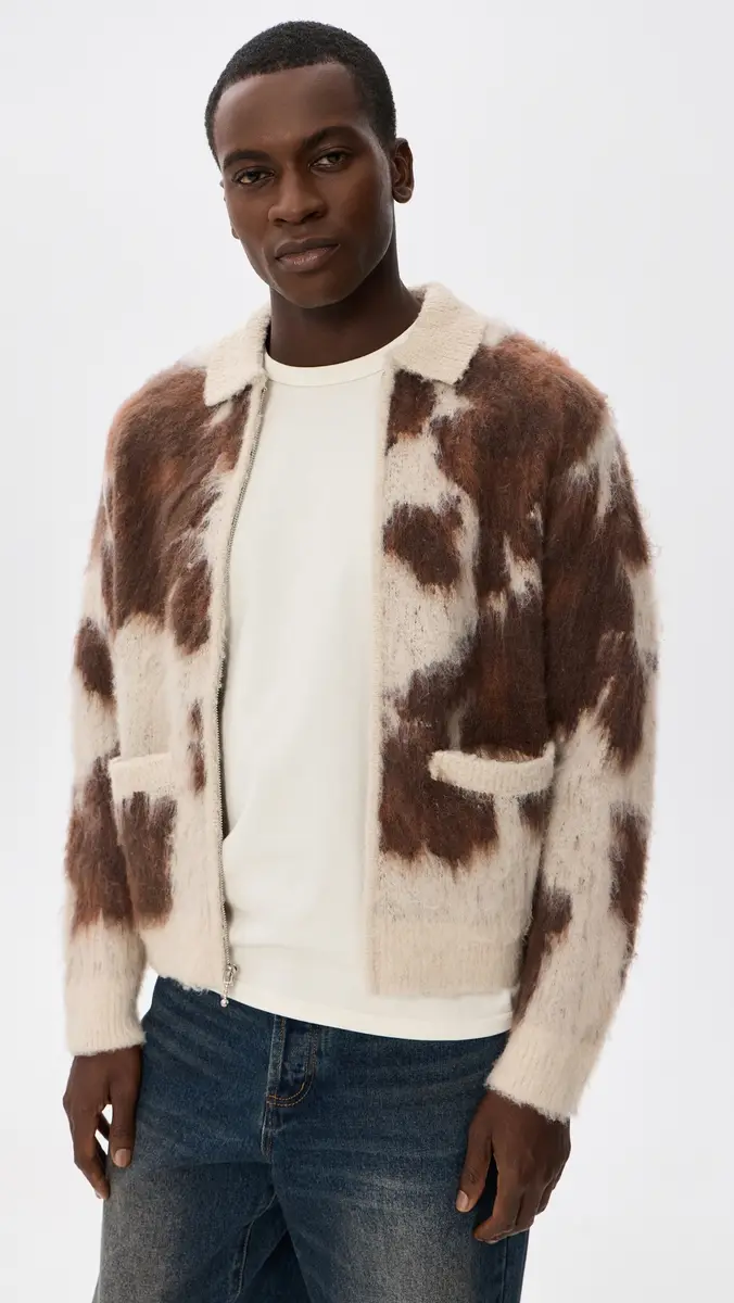 Obey Cow Pattern Zip Sweater | Thumbnail 2 Obey Cow Pattern Zip Sweater | Thumbnail 2
