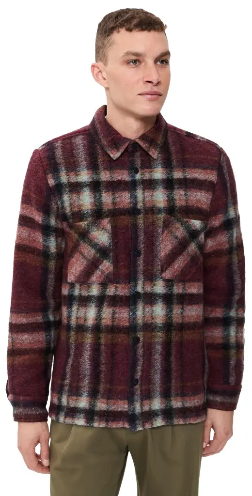 Wax London Whiting Check Wool Overshirt