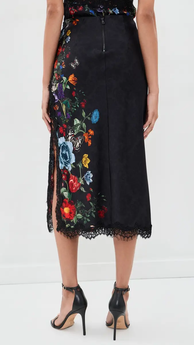 Alice + Olivia Maeve Midi Lace Trim Slip Skirt | Thumbnail 3