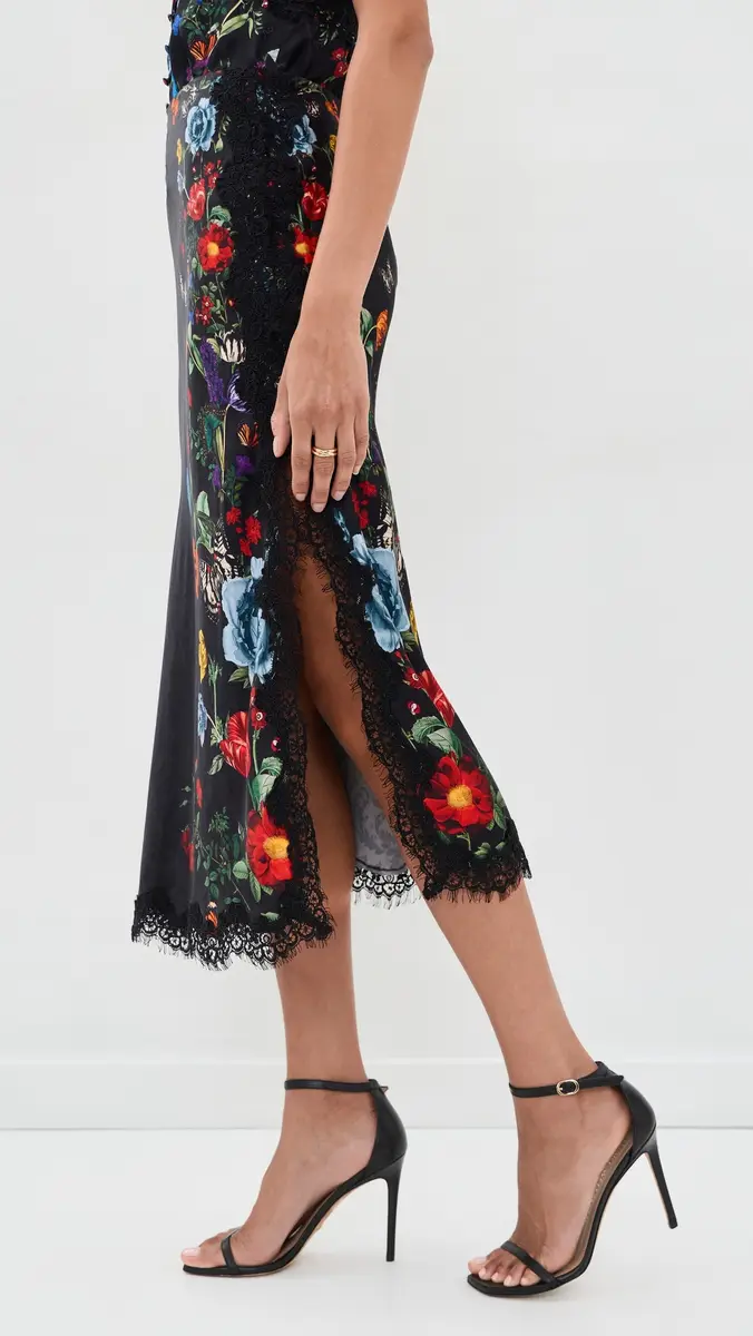 Alice + Olivia Maeve Midi Lace Trim Slip Skirt | Thumbnail 4