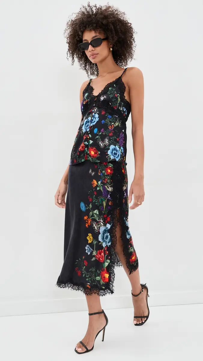 Alice + Olivia Maeve Midi Lace Trim Slip Skirt | Thumbnail 5