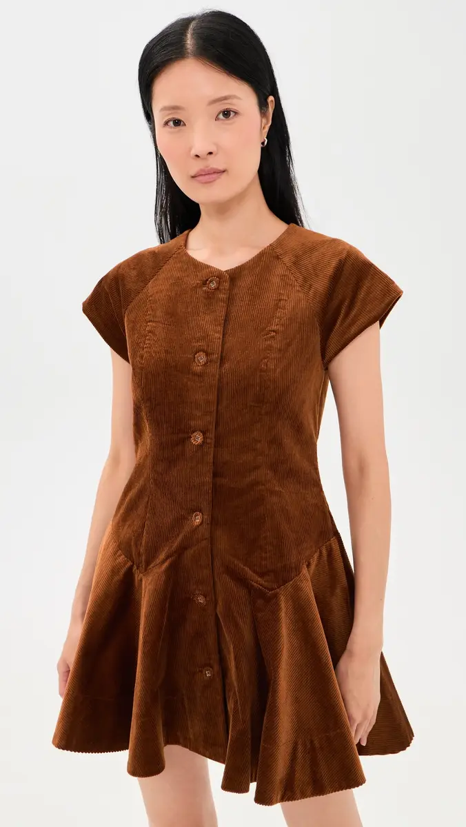 Ganni Corduroy Buttoned Mini Dress | Thumbnail 2