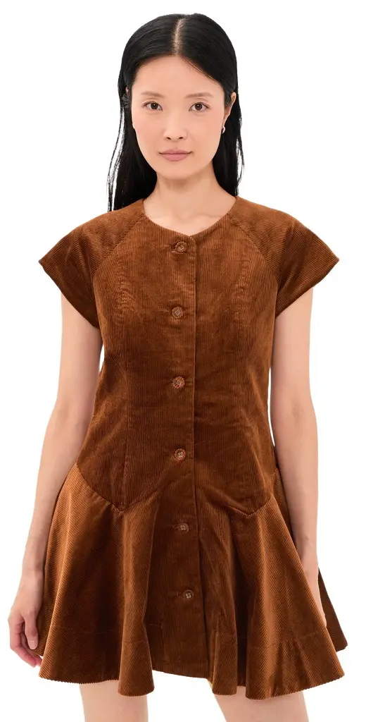 Ganni Corduroy Buttoned Mini Dress