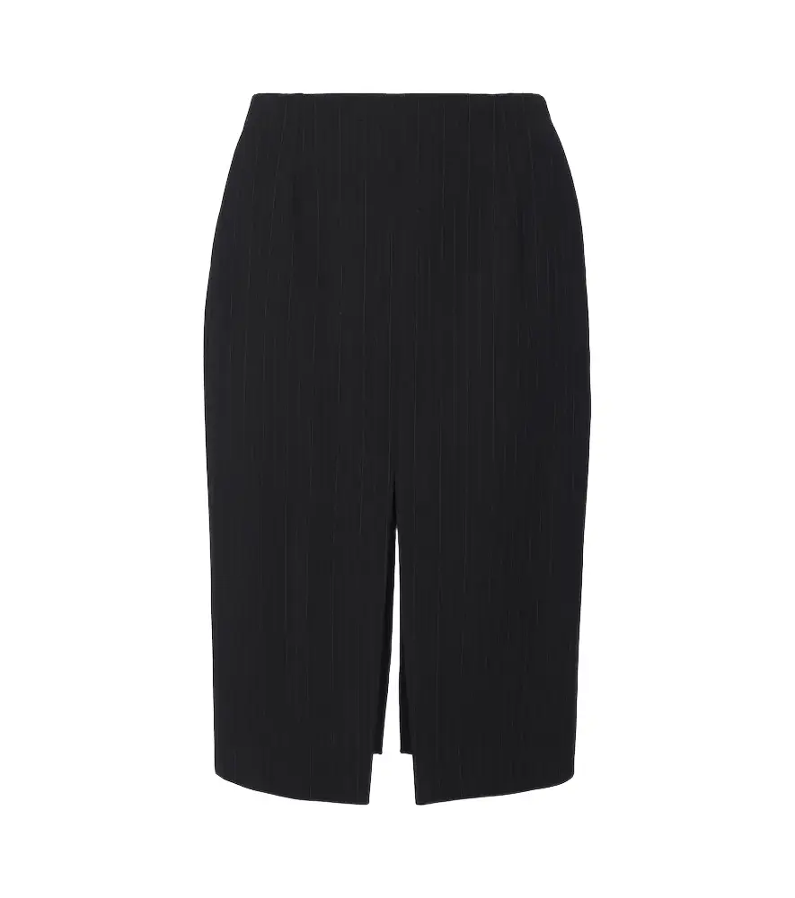 Chalk stripe wool-blend pencil skirt