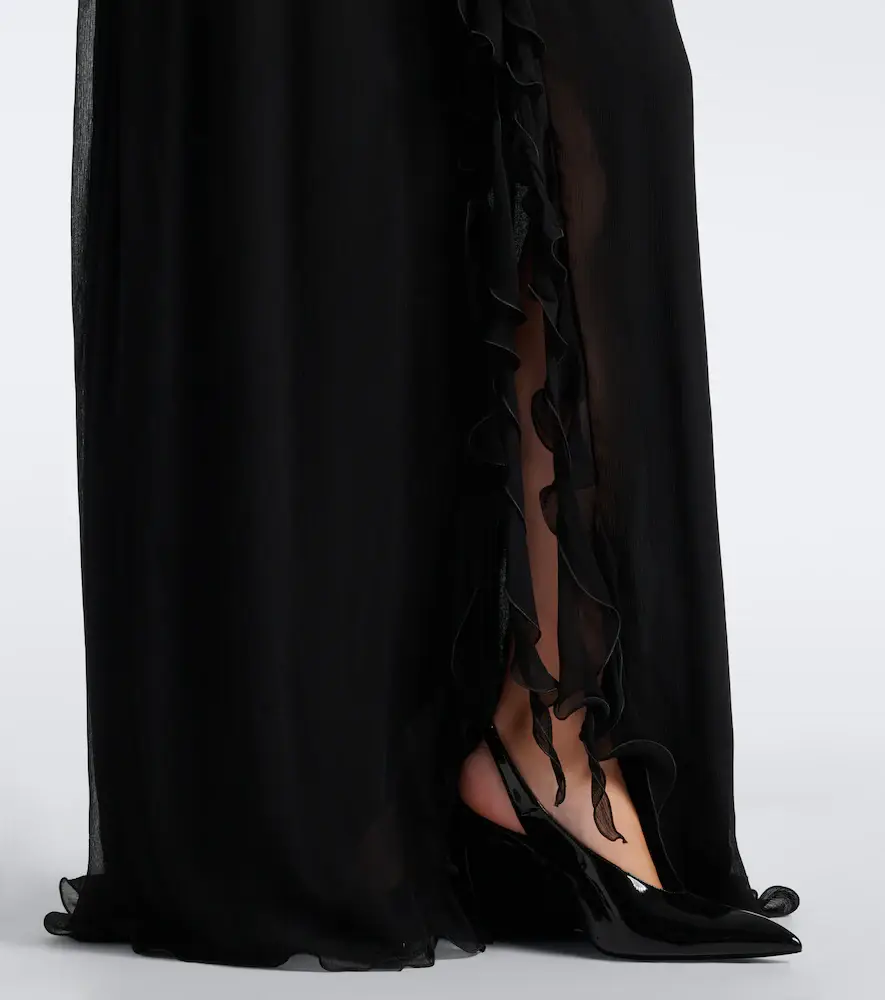BLUMARINE Floral-appliqué ruffled georgette gown | Thumbnail 2 BLUMARINE Floral-appliqué ruffled georgette gown | Thumbnail 2