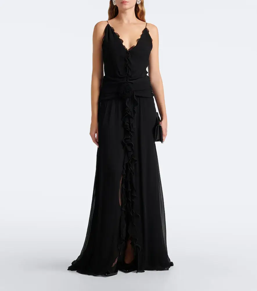 BLUMARINE Floral-appliqué ruffled georgette gown | Thumbnail 3 BLUMARINE Floral-appliqué ruffled georgette gown | Thumbnail 3