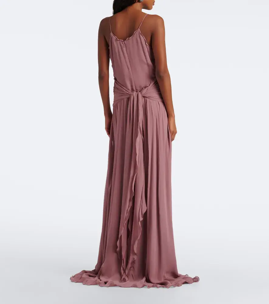 BLUMARINE Floral-appliqué ruffled georgette gown | Thumbnail 3
