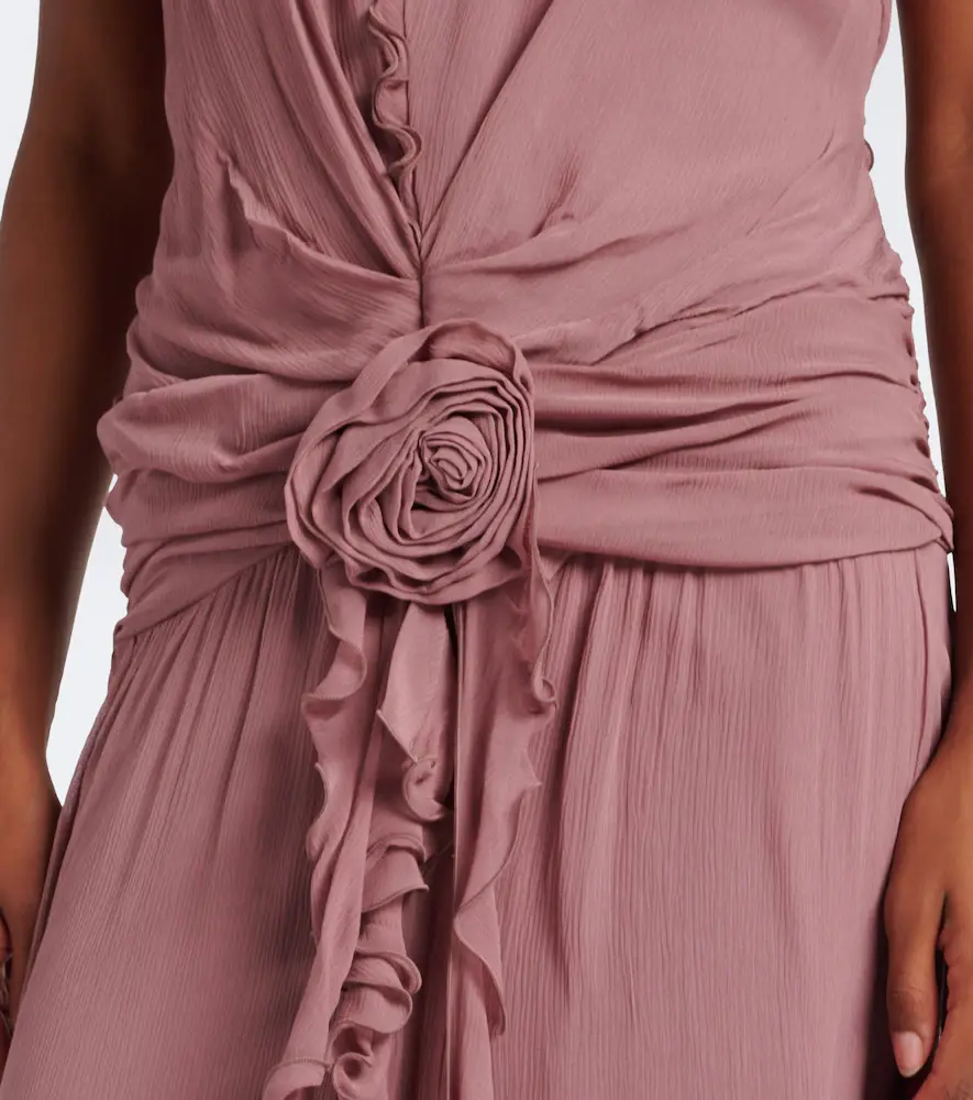 BLUMARINE Floral-appliqué ruffled georgette gown | Thumbnail 5