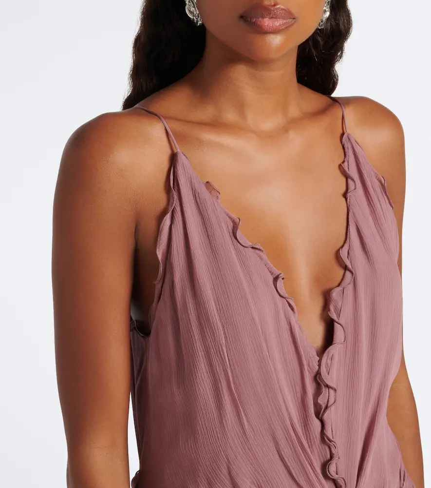BLUMARINE Floral-appliqué ruffled georgette gown | Thumbnail 6