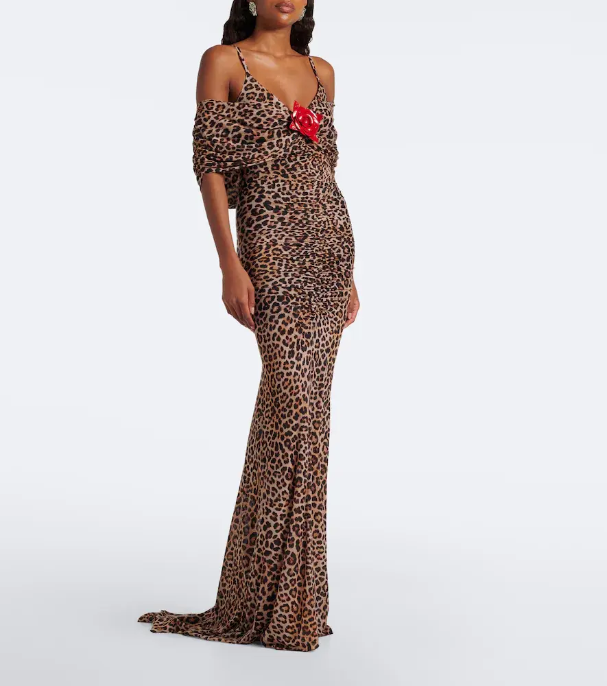 BLUMARINE Floral-appliqué leopard-print jersey maxi dress | Thumbnail 2 BLUMARINE Floral-appliqué leopard-print jersey maxi dress | Thumbnail 2