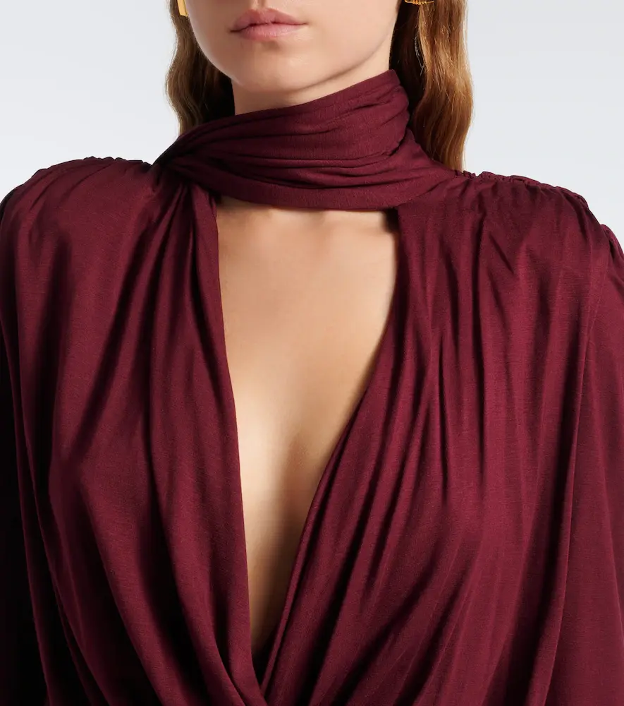 BLUMARINE Draped tie-neck jersey midi dress | Thumbnail 3 BLUMARINE Draped tie-neck jersey midi dress | Thumbnail 3
