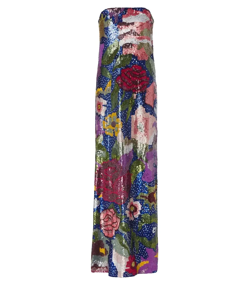 LA FUORI Là Fuori Florentine Garden sequined bustier gown
