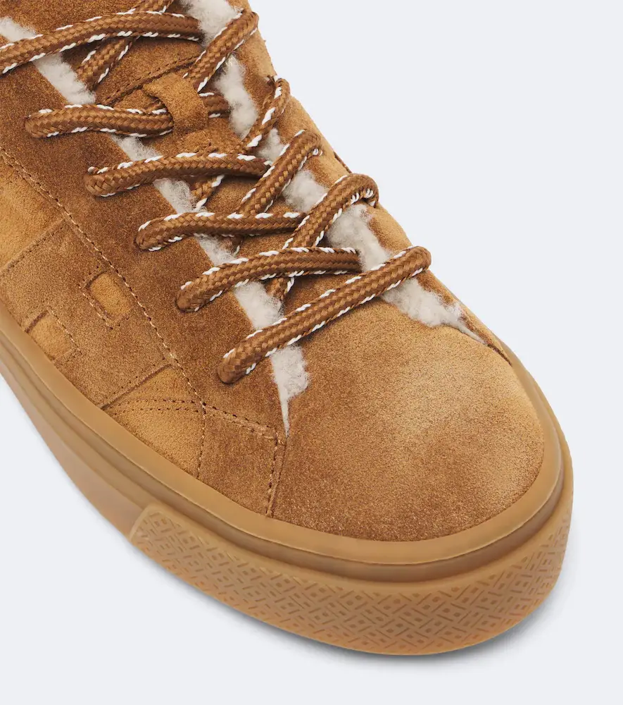 Hogan Crosswind shearling-trimmed suede sneakers | Thumbnail 2