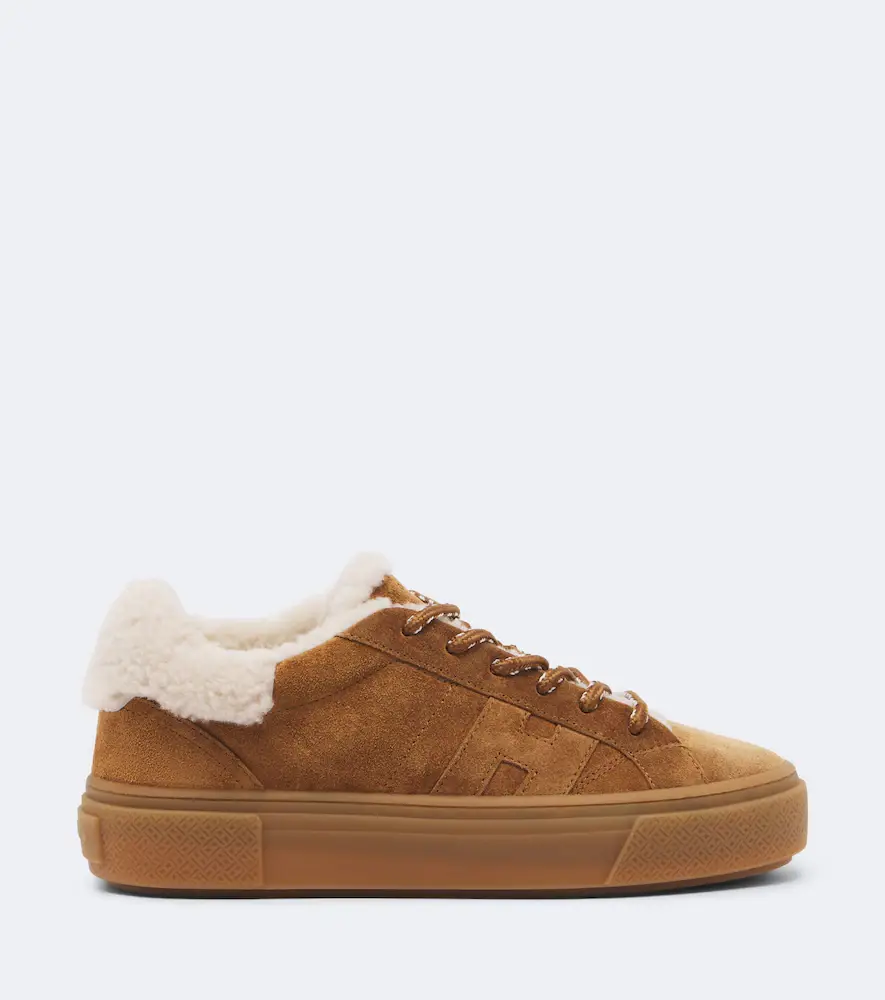 Hogan Crosswind shearling-trimmed suede sneakers | Thumbnail 3