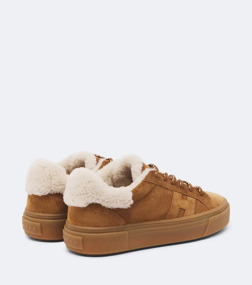 Hogan Crosswind shearling-trimmed suede sneakers | Thumbnail 4