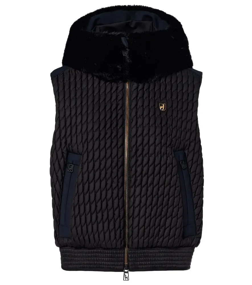 Flora hooded teddy-trimmed ski vest Flora hooded teddy-trimmed ski vest