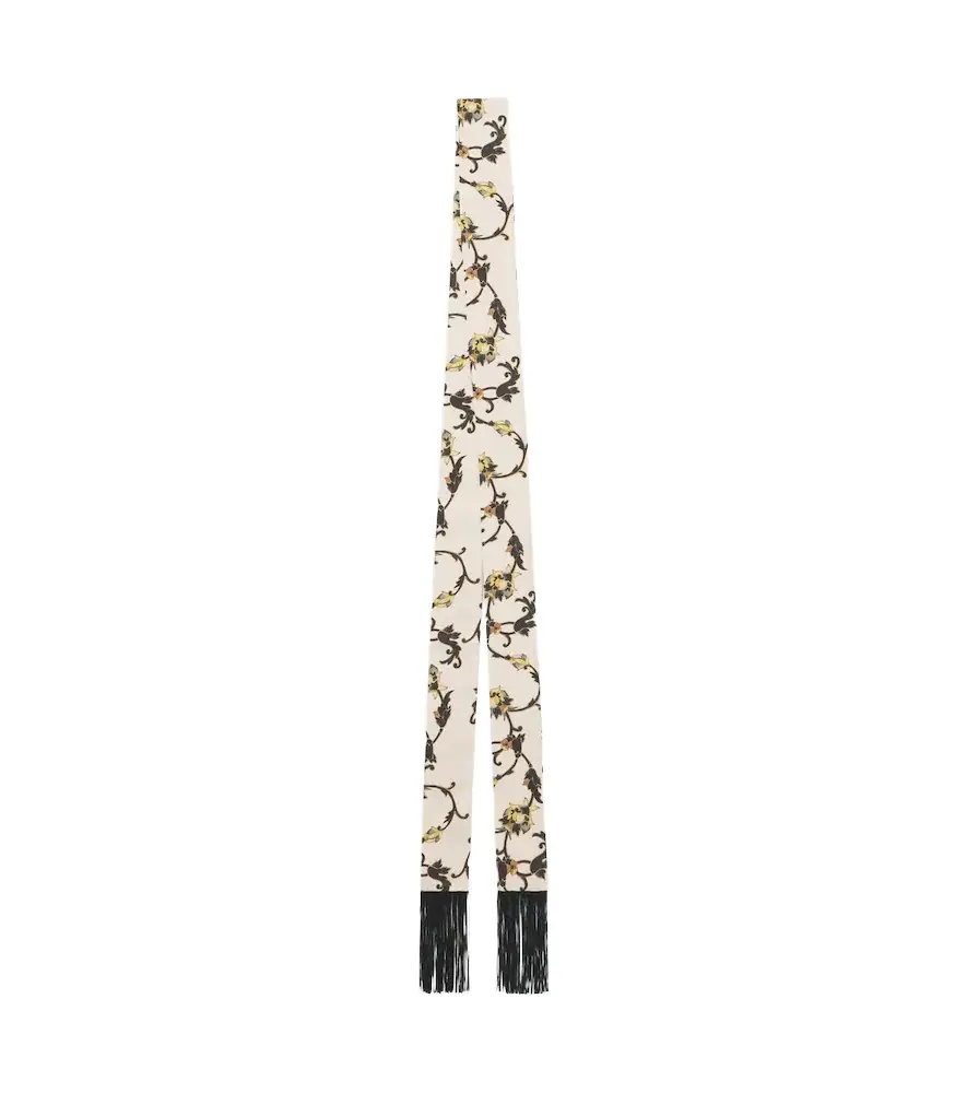 La DoubleJ Printed fringed silk twill scarf