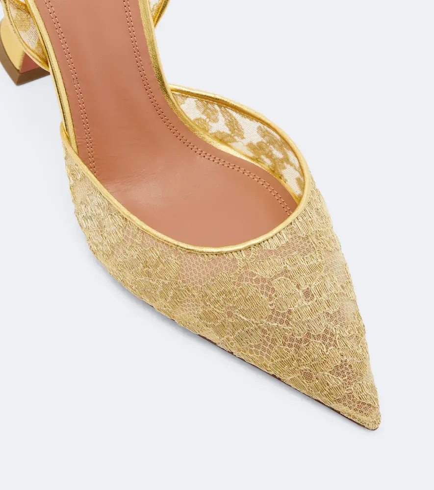 Amina Muaddi Holli lace slingback pumps | Thumbnail 3