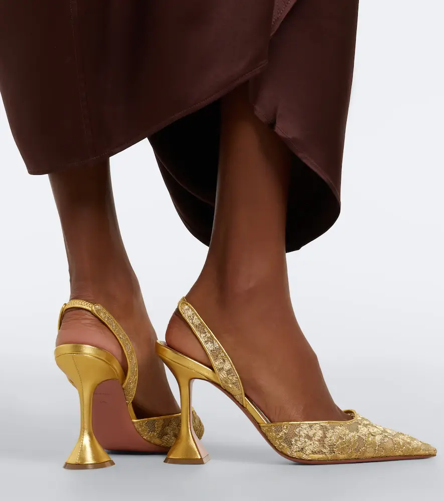 Amina Muaddi Holli lace slingback pumps | Thumbnail 6