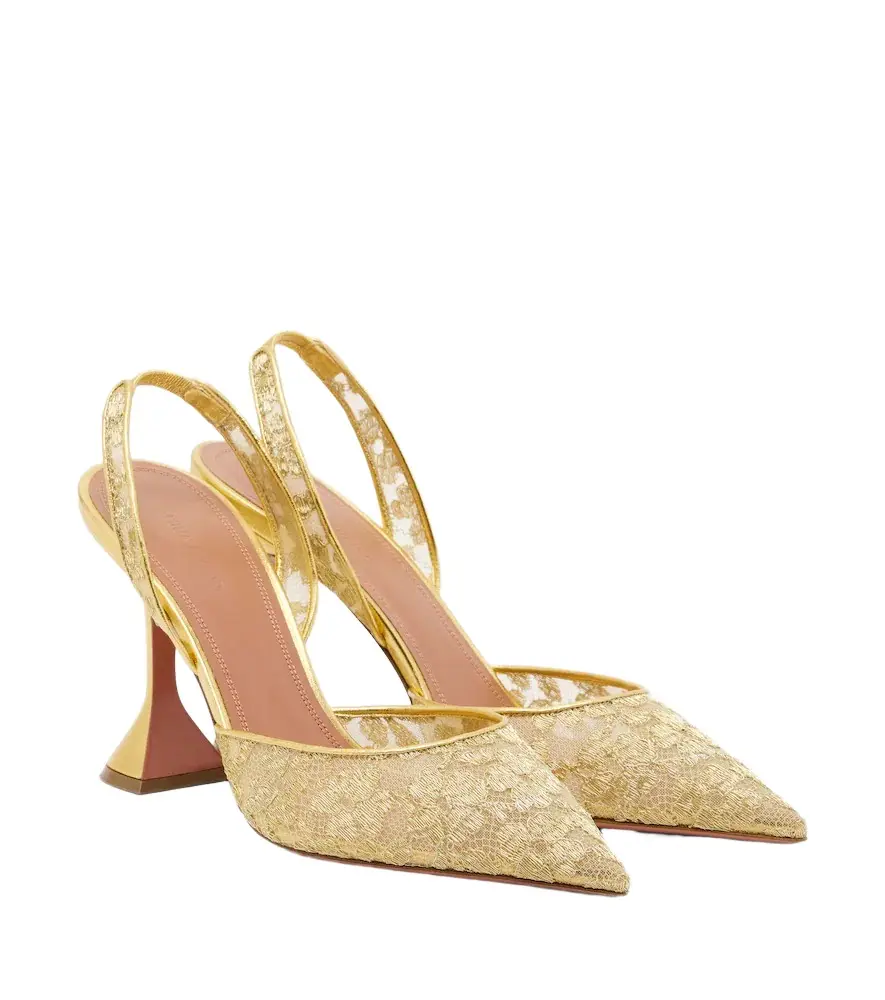 Amina Muaddi Holli lace slingback pumps