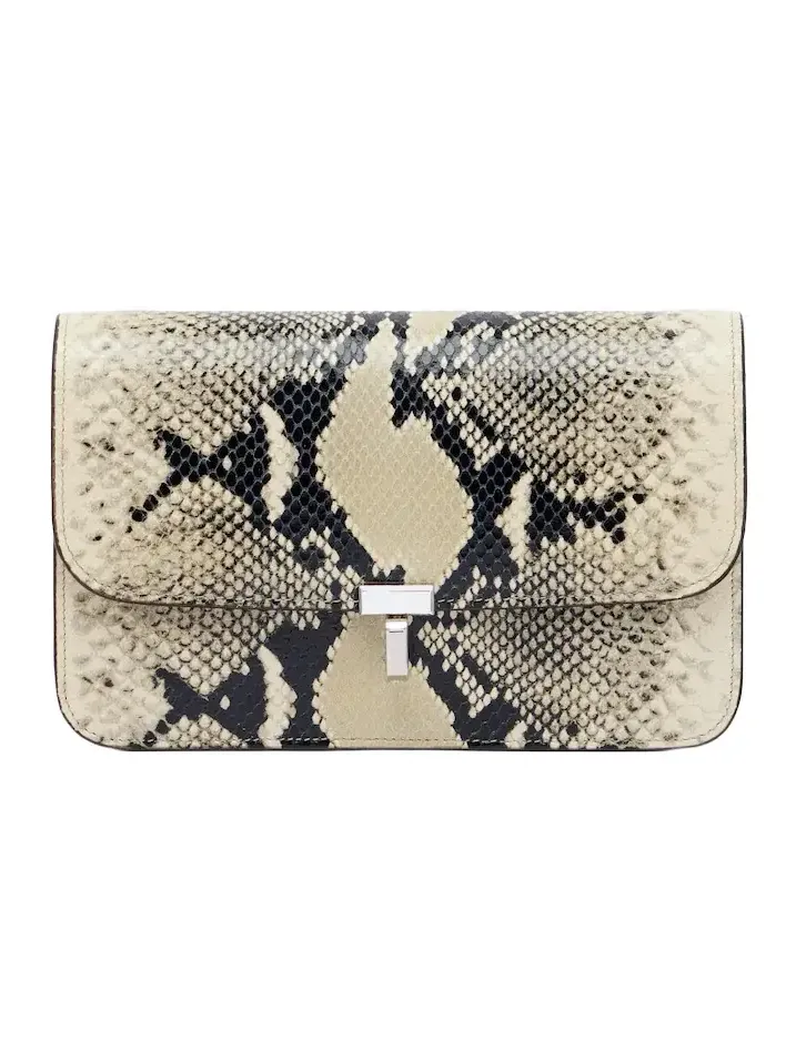 T-Lock snake-effect leather crossbody bag