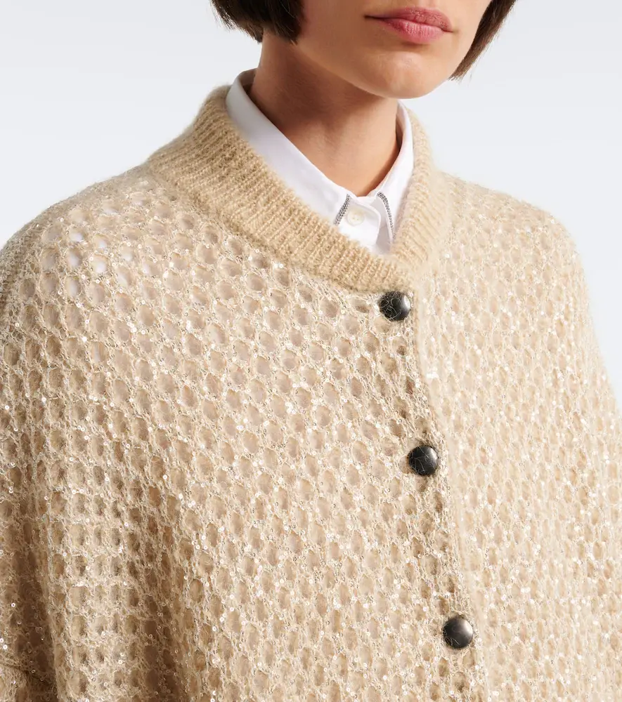 Brunello Cucinelli Open-knit mohair-blend cardigan | Thumbnail 4 Brunello Cucinelli Open-knit mohair-blend cardigan | Thumbnail 4