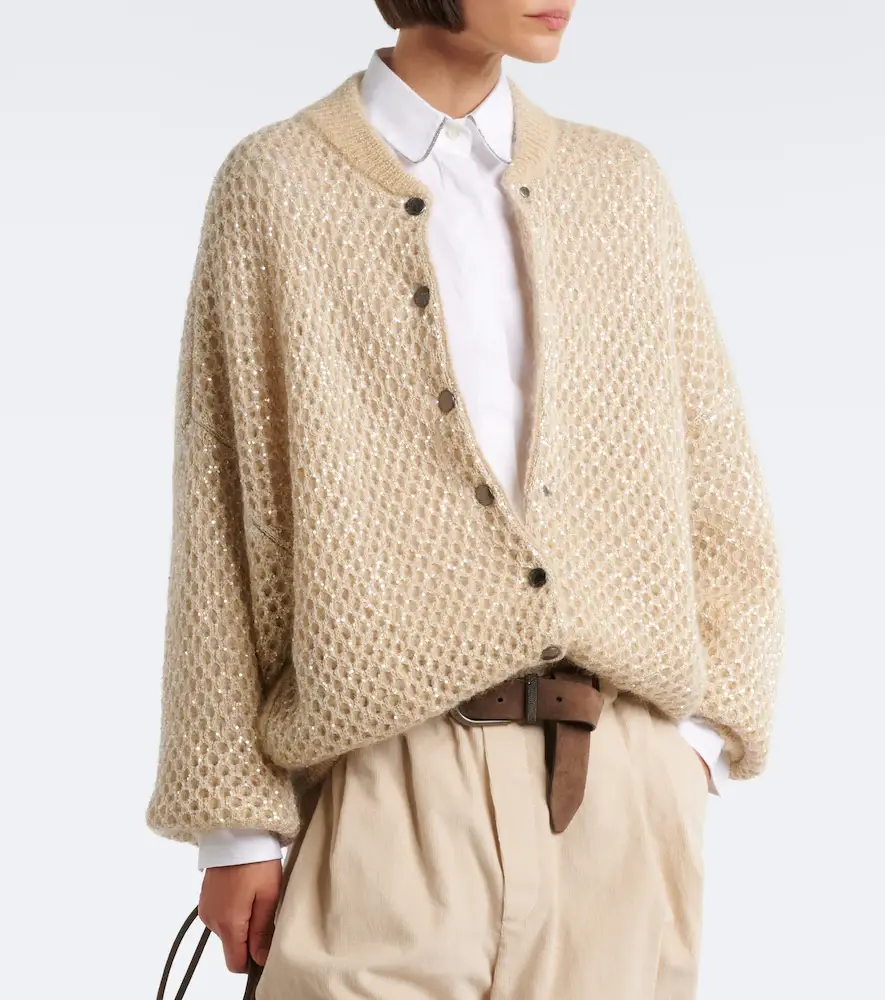 Brunello Cucinelli Open-knit mohair-blend cardigan | Thumbnail 5 Brunello Cucinelli Open-knit mohair-blend cardigan | Thumbnail 5