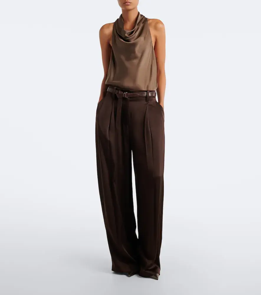 Brunello Cucinelli Monili pleated silk wide-leg pants | Thumbnail 3 Brunello Cucinelli Monili pleated silk wide-leg pants | Thumbnail 3